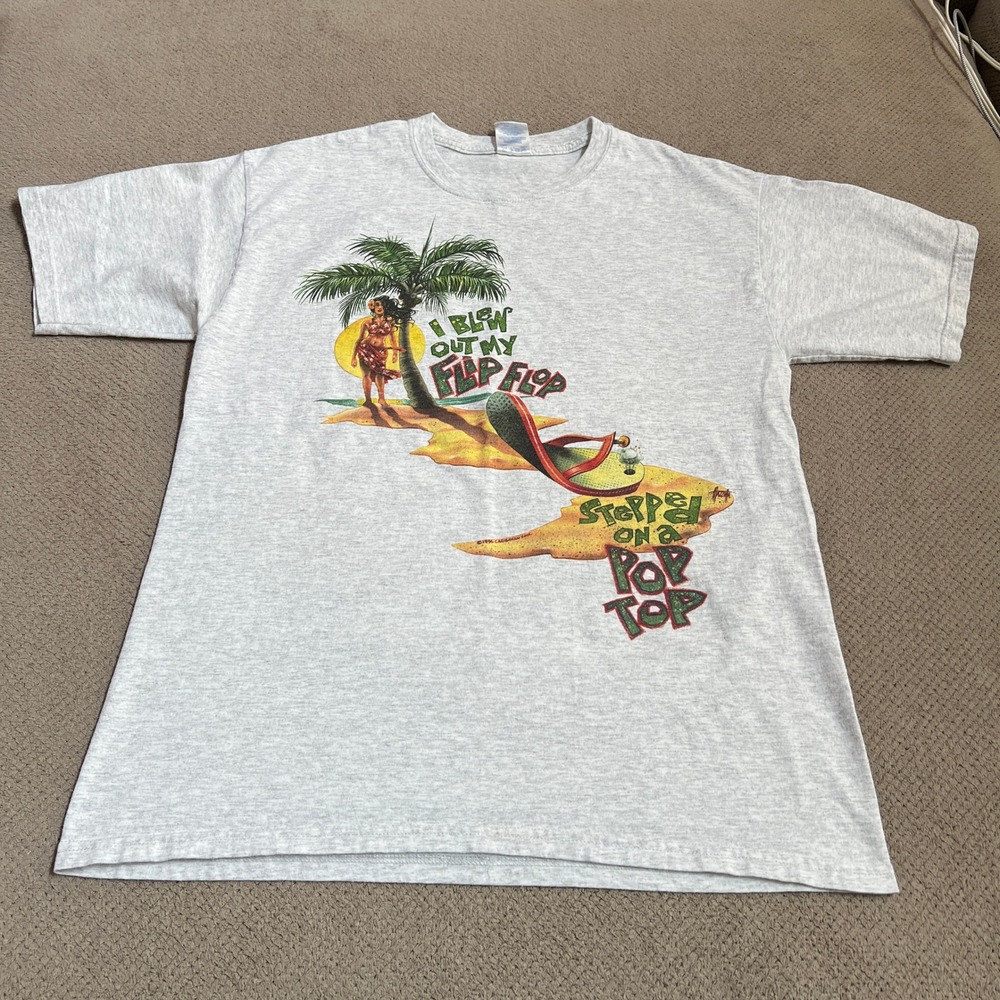 Vintage 1996 Margaritaville Jimmy Buffett T-Shirt Caribbean Soul Gray Mens L